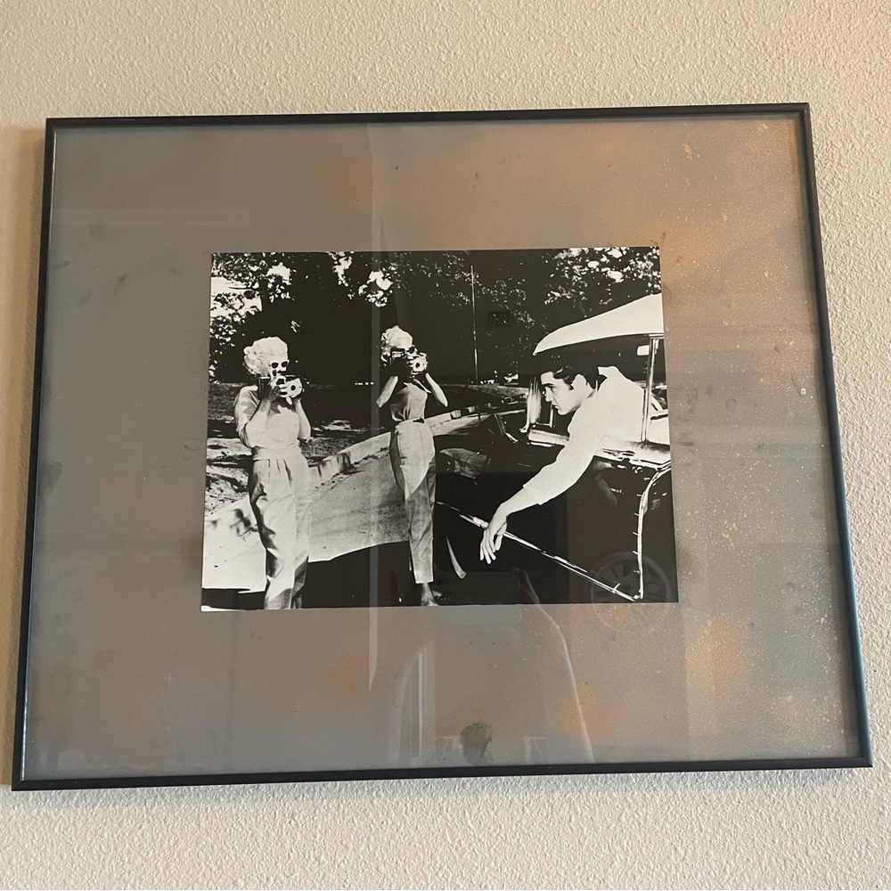 Framed Black and White Vintage Photograph of Elvis Presley